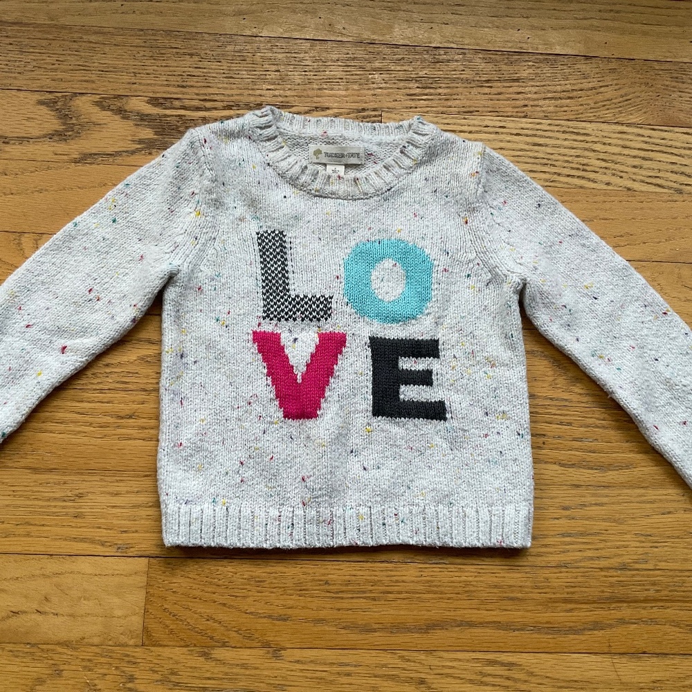 Tucker + Tate Girls Size 5 Cream Speckle "Love" Long Sleeve Sweater